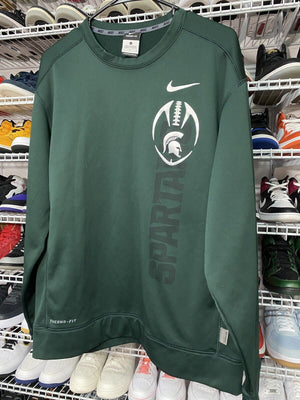 Nike Michigan State Therma Fit Crewneck Sweater Fleece Lined Swoosh Size Large - Hype Stew Sneakers Detroit