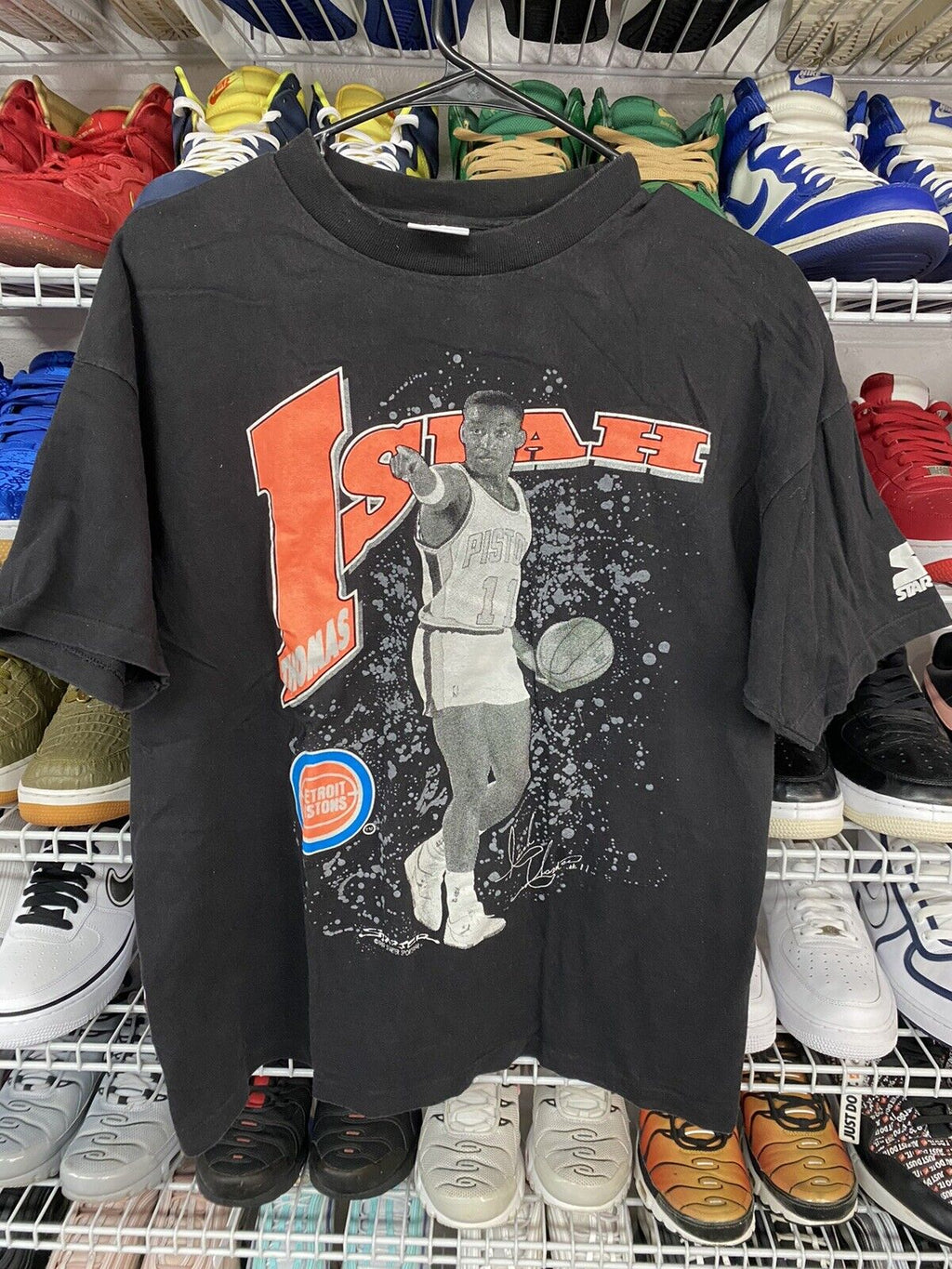 Vintage 90s Isiah Thomas Detroit Pistons Starter T- Shirt Size XL - Hype Stew Sneakers Detroit