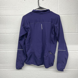 Nike DRI FIT Livestrong Jacket Purple Mock Neck Fleece lined Fitted Womens Sz M