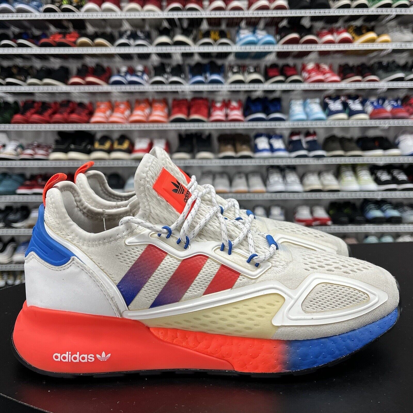Hype Stew Sneakers Detroit Adidas ZX 2K Boost (FV9996) "Cloud White/Solar Red/Blue" Men's Size 9.5 Hype Stew Sneakers Detroit Adidas ZX 2K Boost (FV9996) "Cloud White/Solar Red/Blue" Men's Size 9.5