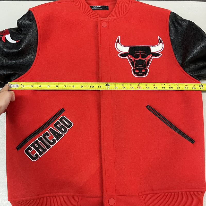 100% Authentic Pro Standard Chicago Bulls Varsity Wool Leather Jacket Size XL - Hype Stew Sneakers Detroit