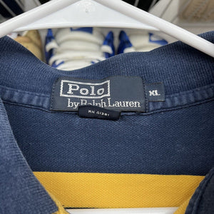 Polo Ralph Lauren Polo Shirt Blue Yellow Striped Short Sleeve Preppy XL - Hype Stew Sneakers Detroit