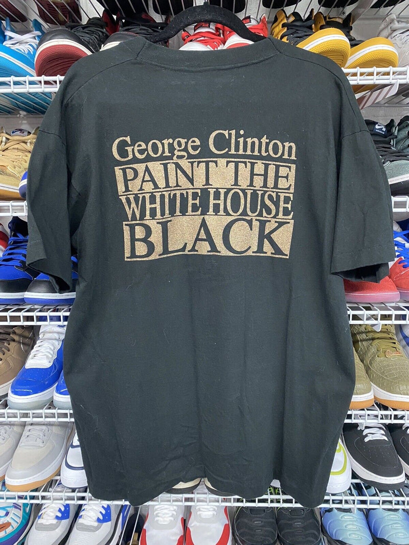 VTG 90s George Clinton Paint The White House Black T-Shirt Funk Men's Size XL - Hype Stew Sneakers Detroit