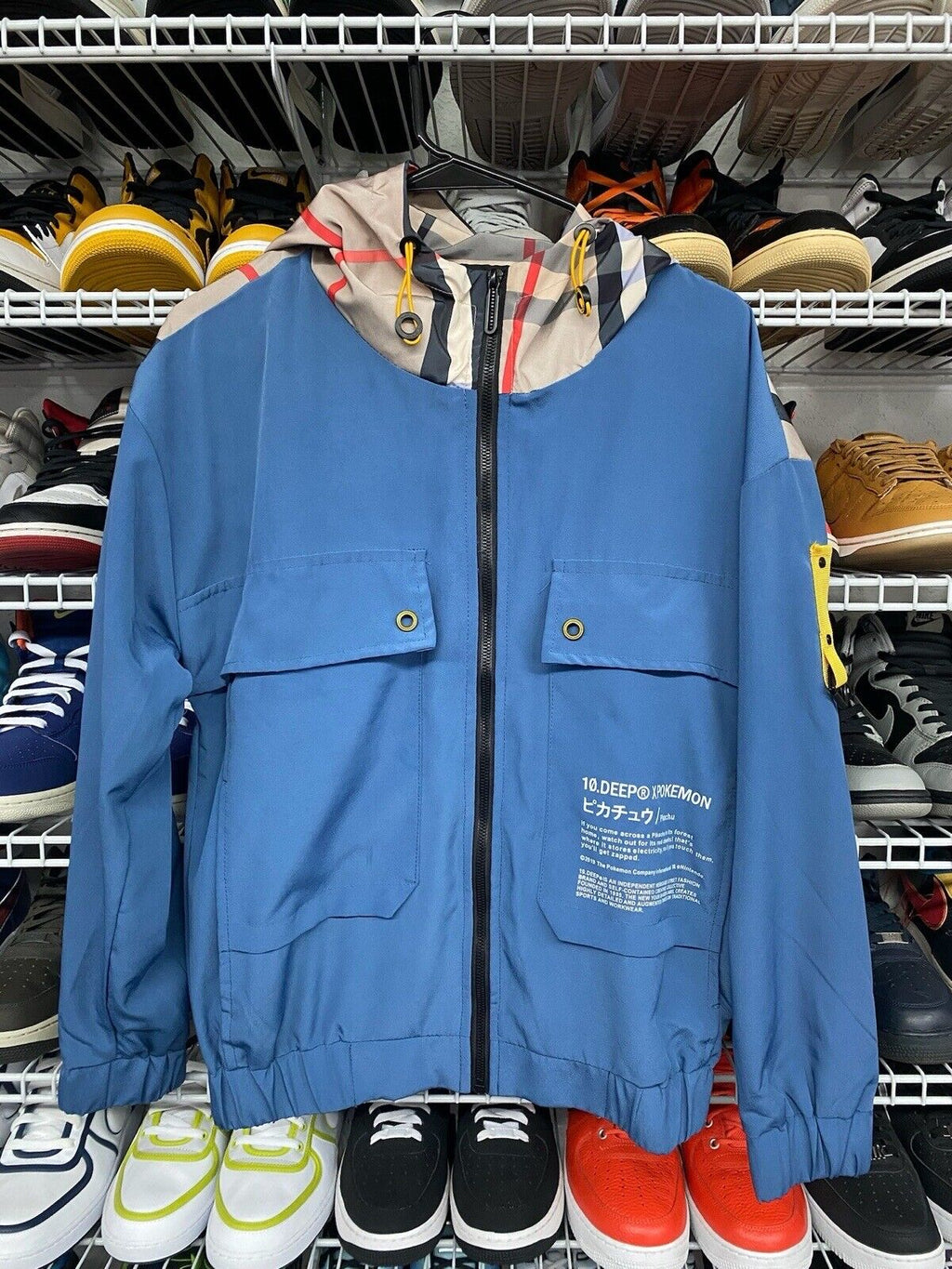 10.Deep X Pokemon Windbreaker Full Zip Hooded Jacket Mosshino Coutube Blue Sz M - Hype Stew Sneakers Detroit