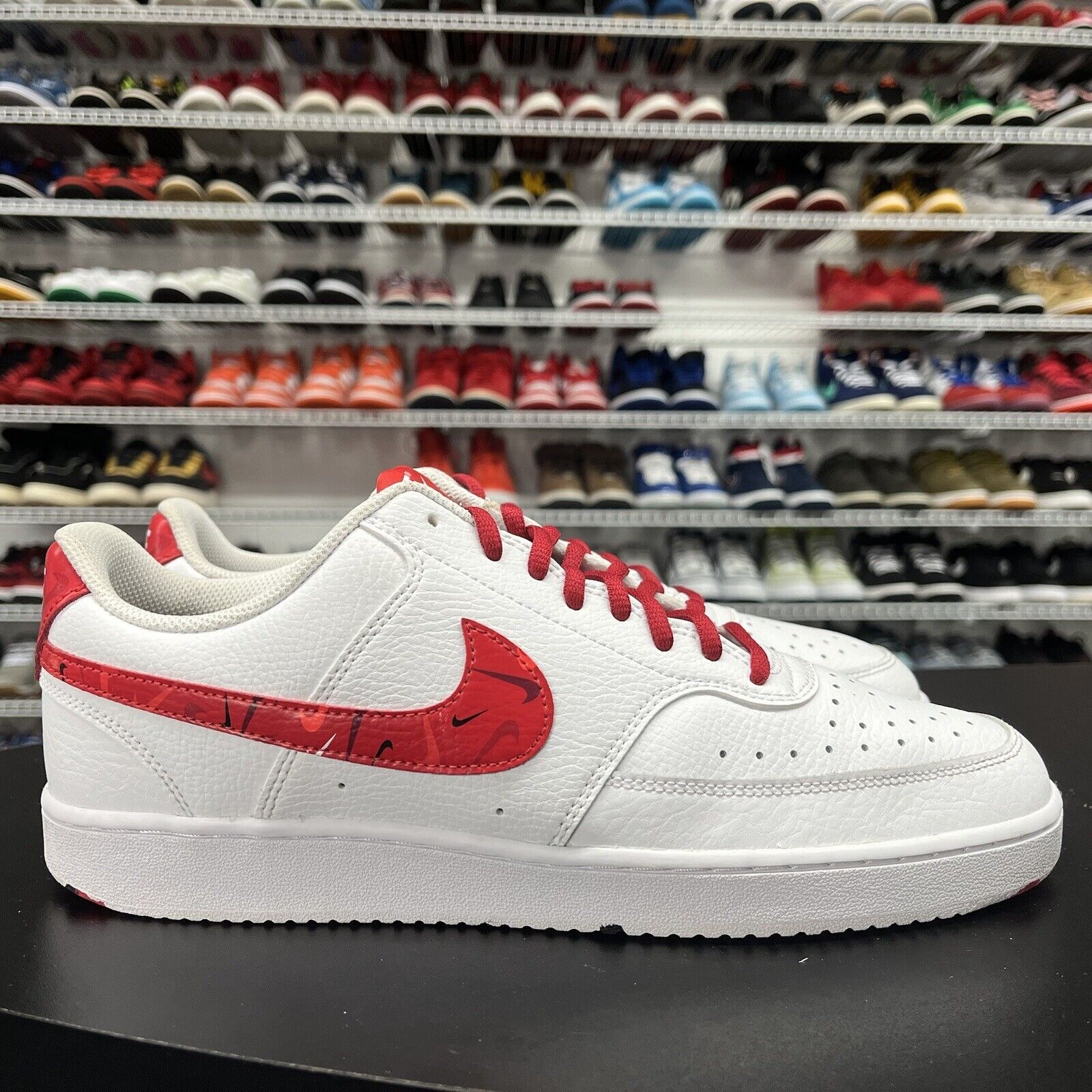 nike white & red court vision trainers