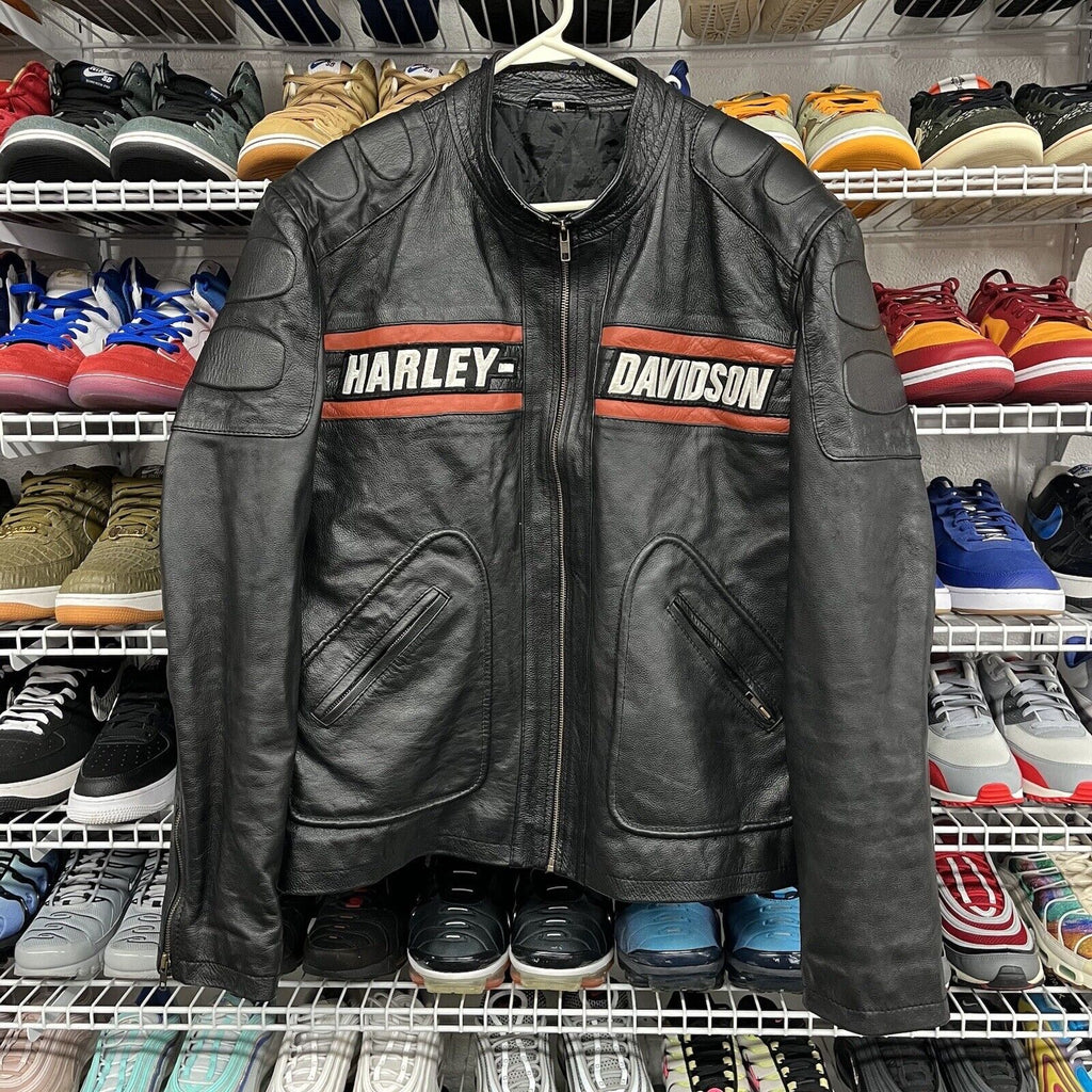 Harley Davidson leather jacket Men's Passing Link Biker Motorcycle Size XL - Hype Stew Sneakers Detroit