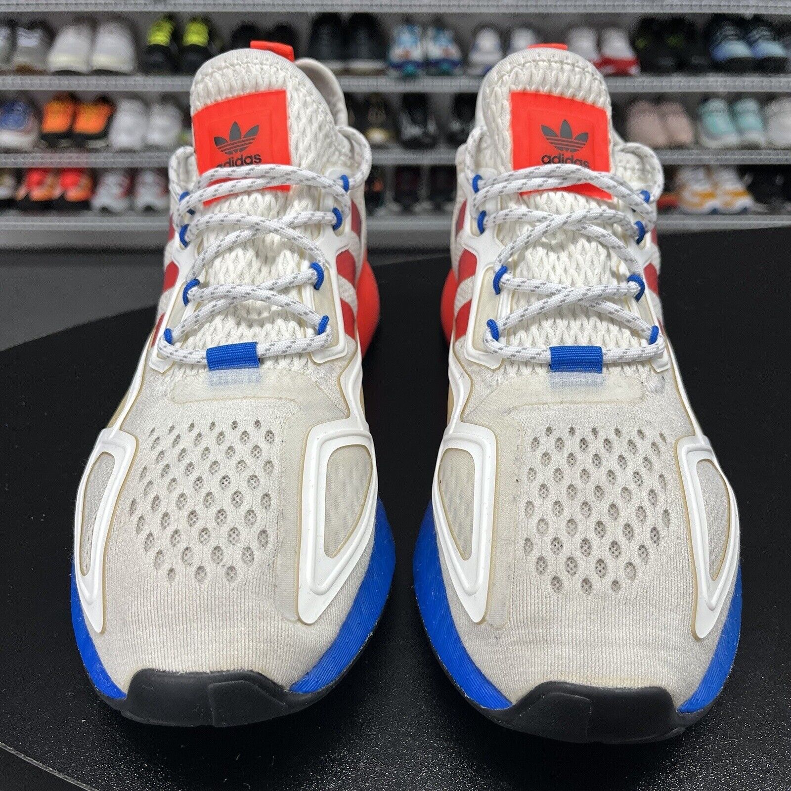 Hype Stew Sneakers Detroit Adidas ZX 2K Boost (FV9996) "Cloud White/Solar Red/Blue" Men's Size 9.5 Hype Stew Sneakers Detroit Adidas ZX 2K Boost (FV9996) "Cloud White/Solar Red/Blue" Men's Size 9.5