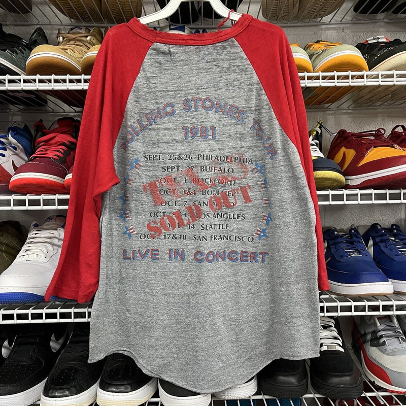 Rare Vintage 1981 Rolling Stones Texas Sold Out Tour Rock Band Distressed TShirt - Hype Stew Sneakers Detroit