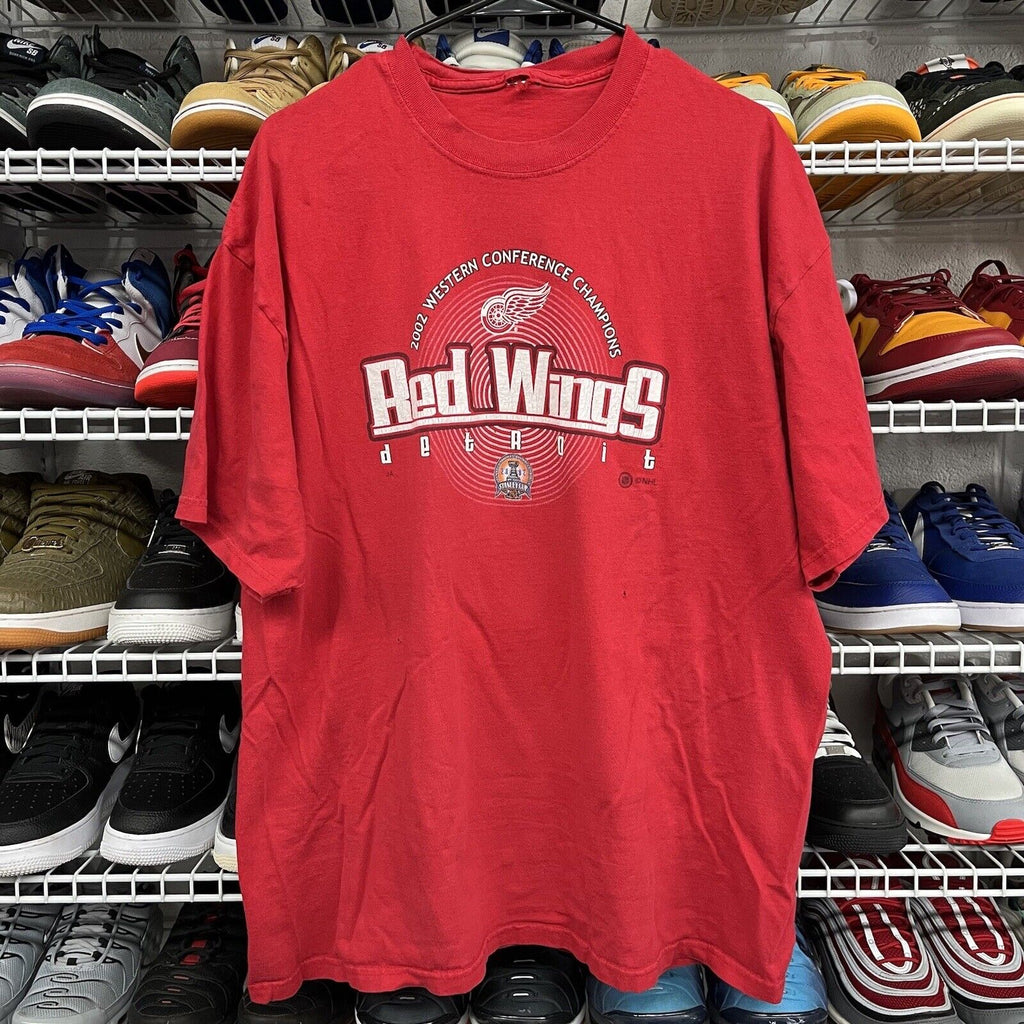 Detroit Red Wings 2002 Western Conference Champions NHL T-shirt Red Adult L/XL - Hype Stew Sneakers Detroit