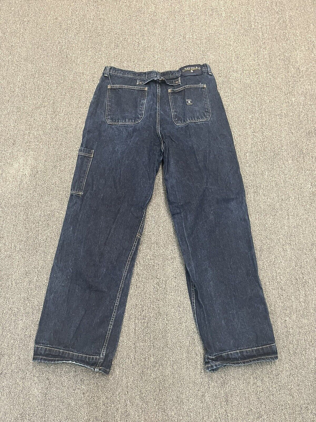Nautica Jeans Men's Size 42x34 Dark Wash Blue Denim Flap Pockets Vintage - Hype Stew Sneakers Detroit