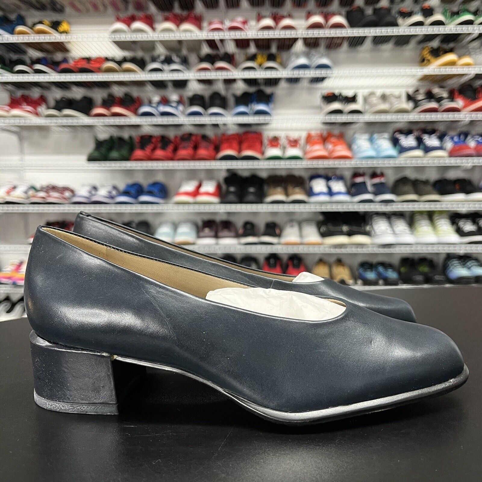 Easy Spirit Women's Leather Slip-On Heel Escoral Shoe Navy Size