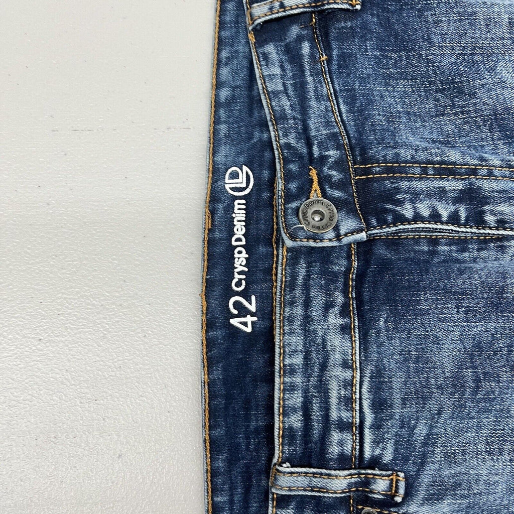 Crysp Denim Jeans Distressed Zipper Acid Wash Men's Size 42 - Hype Stew Sneakers Detroit