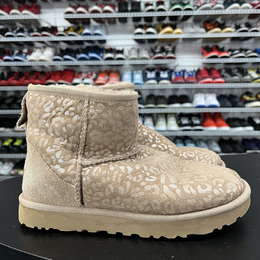 UGG Classic Mini Metallic Snow Leopard Chestnut Boot Size US 6 - Hype Stew Sneakers Detroit