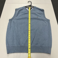 Vtg 90s Tommy Hilfiger Knit  V-Neck Sweater Vest Light Blue Tommy Crest XL - Hype Stew Sneakers Detroit