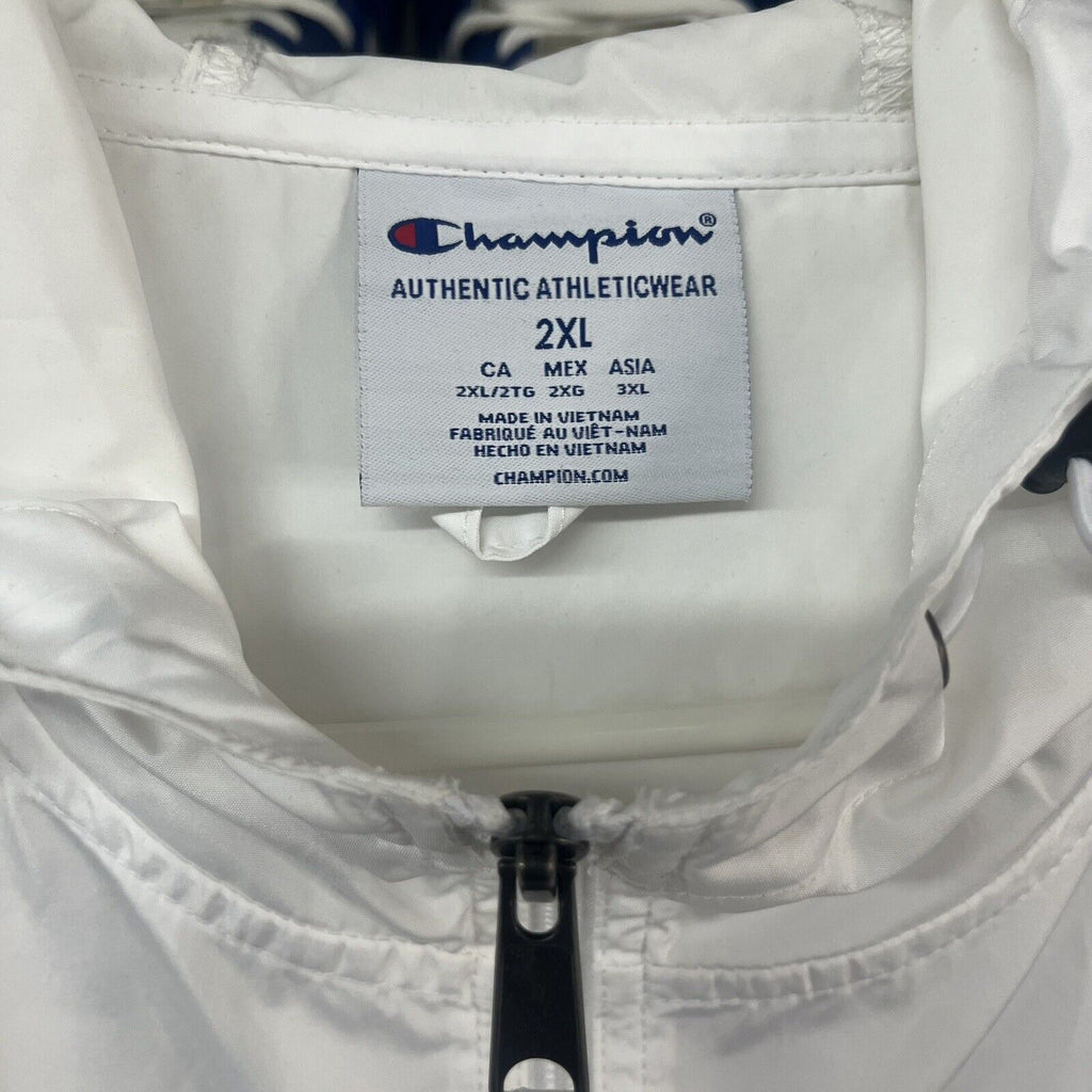 Champion Windbreaker Half Zip Hoodie Men 2XL White - Hype Stew Sneakers Detroit