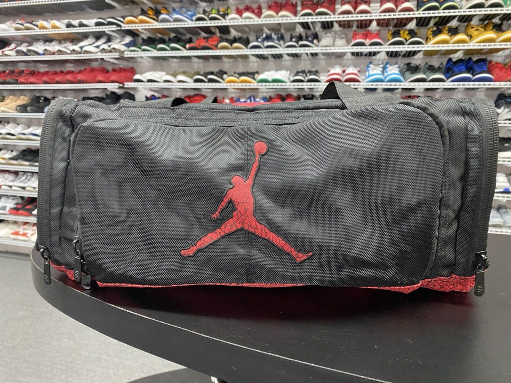 Vintage 2000s Y2K Nike Air Jordan Black Red Cement Duffle Bag Backpack Large - Hype Stew Sneakers Detroit