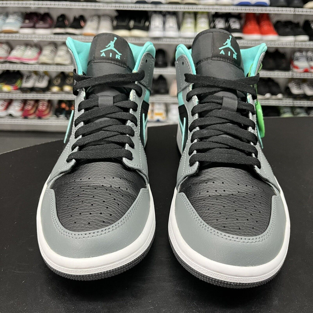 Nike Air Jordan 1 Mid Gray Aqua Sneaker Shoes 554724-063 Men's Size 9