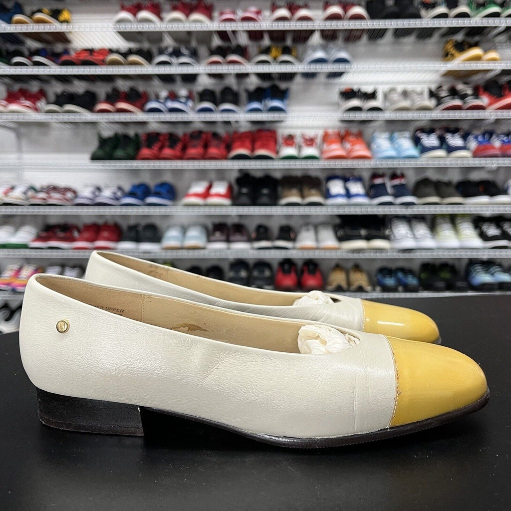 Etienne Aigner Beige & Yellow Cap Toe Low Heel Pump Shoes Size 7 M - Hype Stew Sneakers Detroit