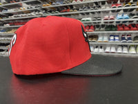 VTG 2000s Mitchell & Ness Chicago Bulls Retro 90s Logo Red Snapback Hat - Hype Stew Sneakers Detroit