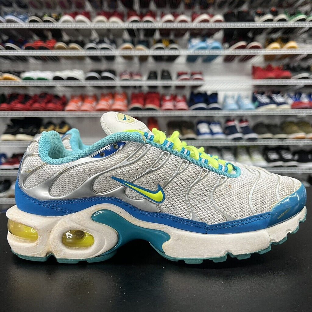 Nike Air Max Tn GS White Volt Blue Gray Shoes 718071-174 Size 5Y - Hype Stew Sneakers Detroit