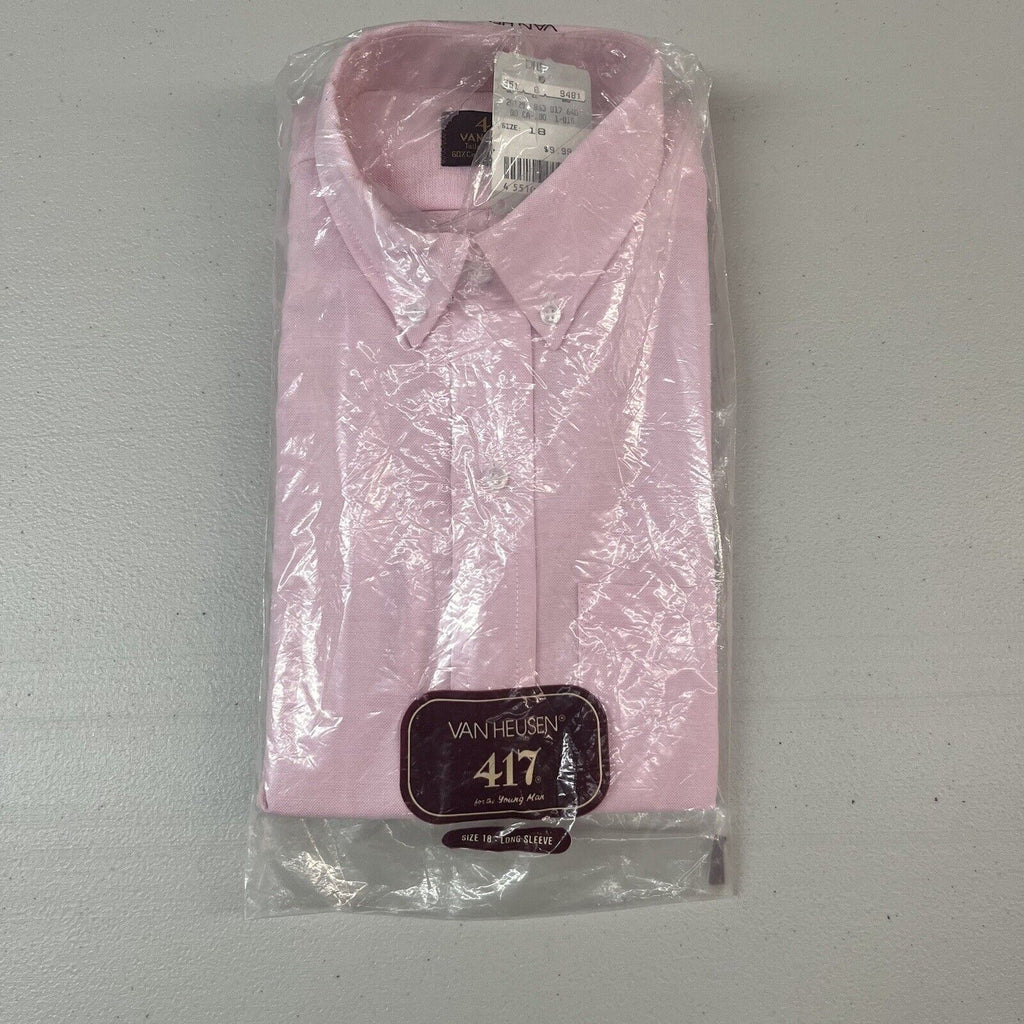 Vintage 80s Classic Collection By Van Heusen Men's Dress Shirt 18 Pink - Hype Stew Sneakers Detroit