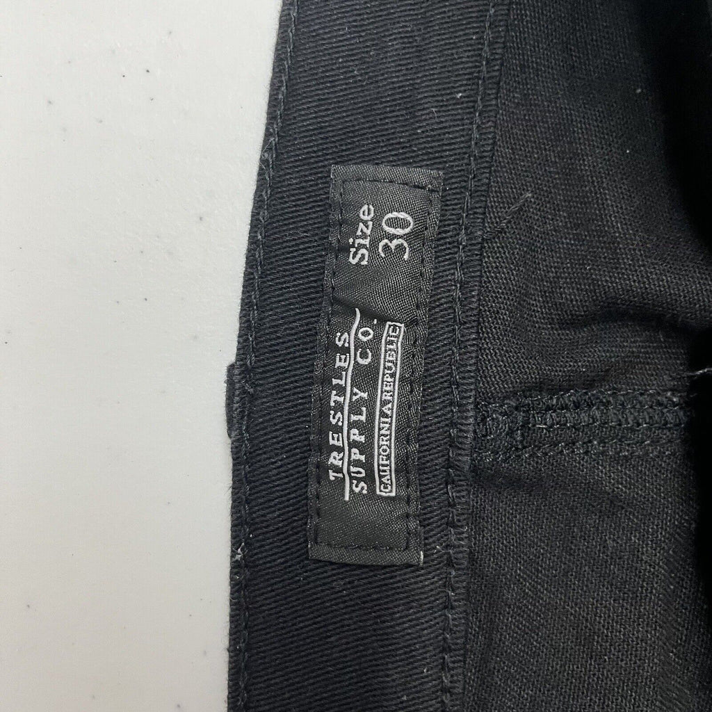 Trestle Supply Co Men's Jeans Black Slim Stretch Distressed Knee Measure Size 30 - Hype Stew Sneakers Detroit