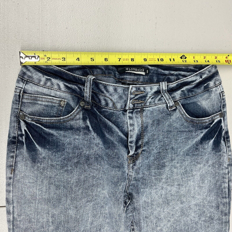 Lovesick Jeans Women's Blue/Gray Acid Wash Distressed Skinny Size 9 - Hype Stew Sneakers Detroit