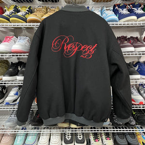 Vtg 2000s Y2K Jordan Respect 23 Jacket Men's L Full Button Up Black Red - Hype Stew Sneakers Detroit