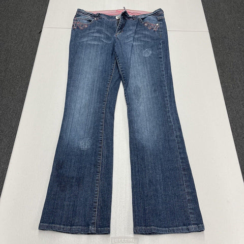 Vintage Y2K Pepe Jeans Medium Wash Denim Rhinestones Embroidered Women's 32