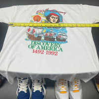 VTG 90s Christopher Columbus Discovery Of America 500th Anniversary T-Shirt Sz L - Hype Stew Sneakers Detroit