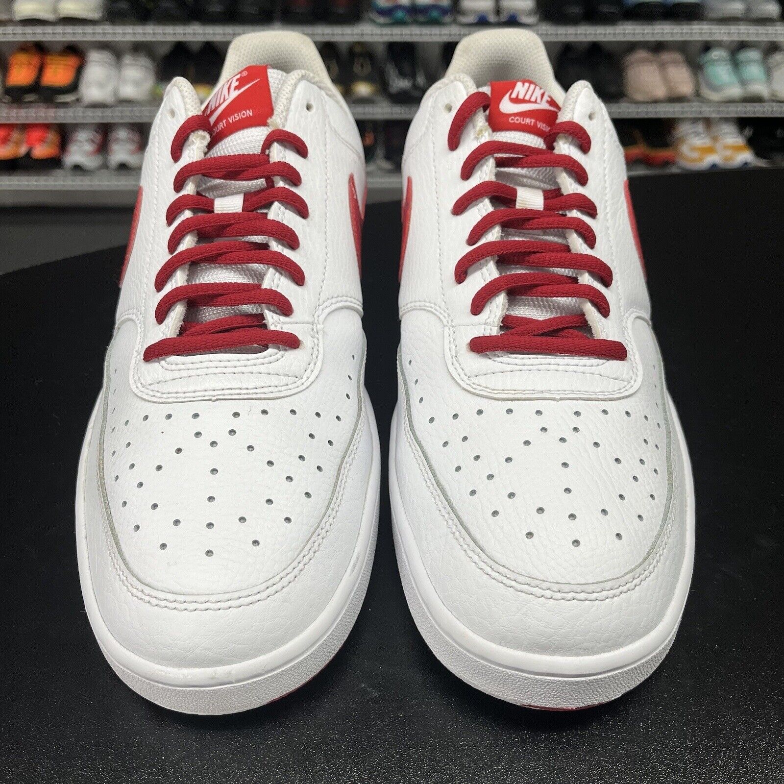 Nike Court Vision Low Swoosh Print Red Sneakers Shoes DM7588-100