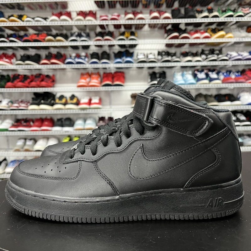 Nike Air Force 1 Mid '07 Triple Black 315123-001 Men's Size 11.5 Missing Insole - Hype Stew Sneakers Detroit