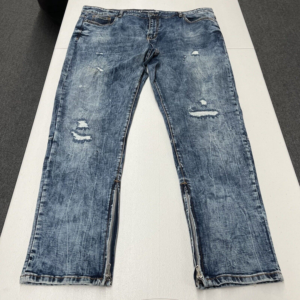 Crysp Denim Jeans Distressed Zipper Acid Wash Men's Size 42 - Hype Stew Sneakers Detroit