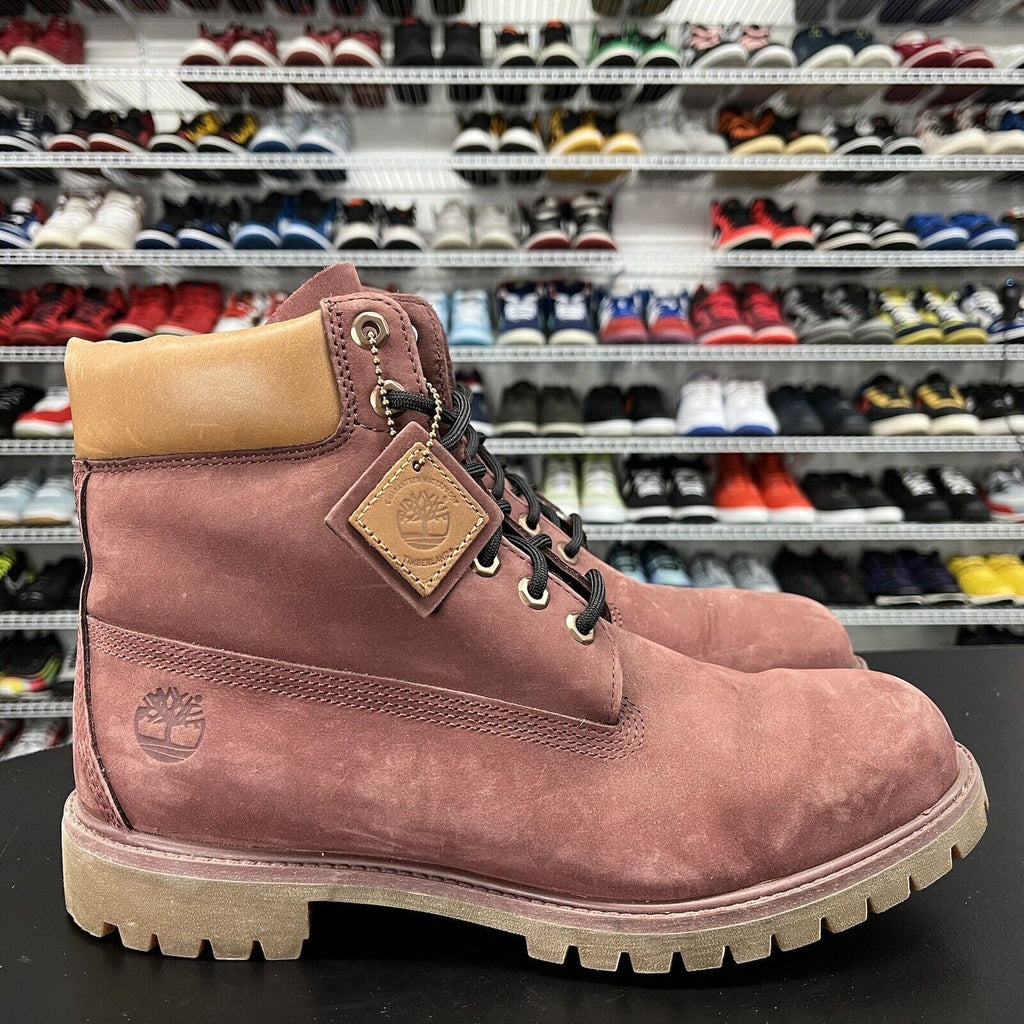 Timberland Boots Discontinued Burgundy And Tan Nubuck Men's Size 11.5 - Hype Stew Sneakers Detroit