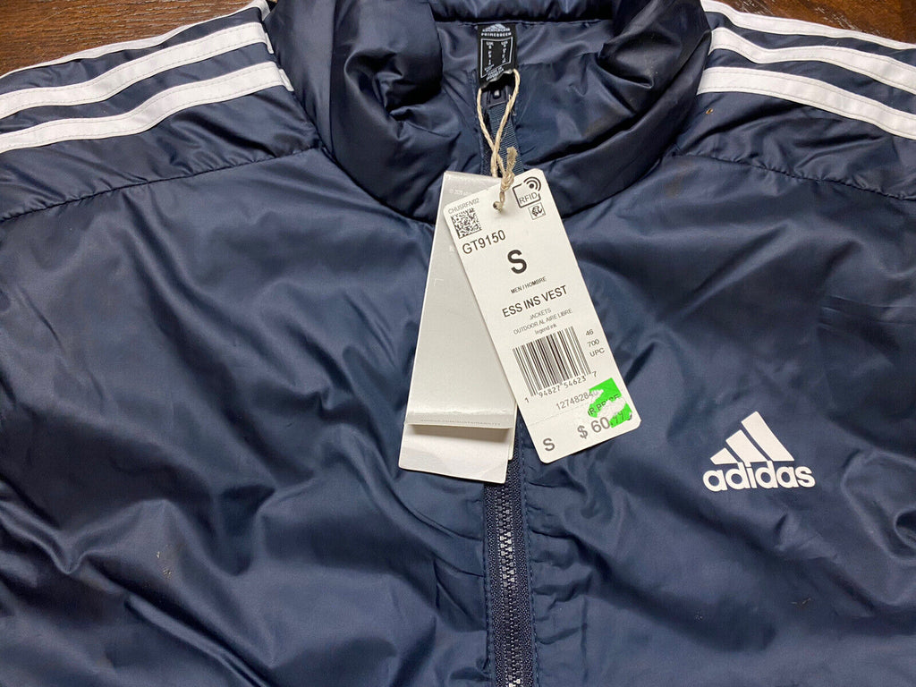 Adidas Puffer Vest Blue White Three Stripes Men's Size Small NWT - Hype Stew Sneakers Detroit