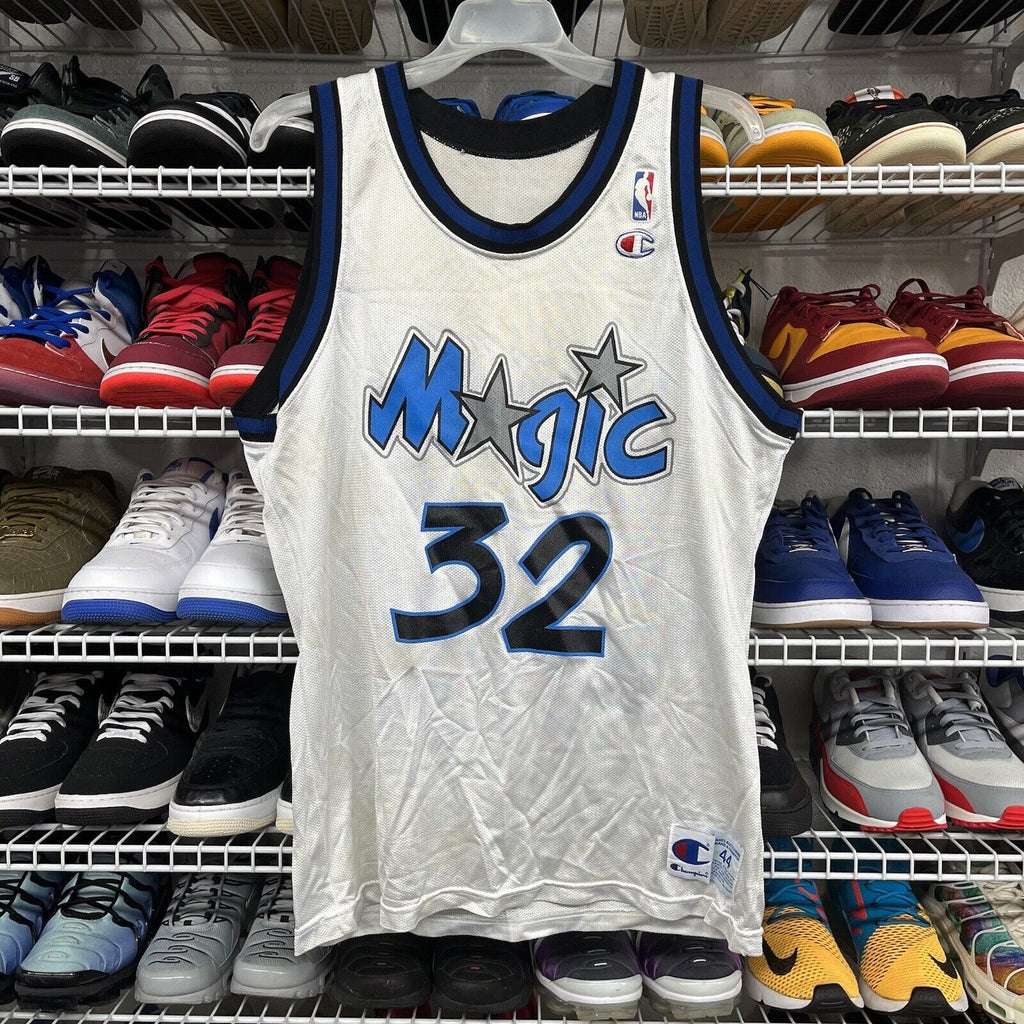 Vintage 90s Champion Jersey Orlando Magic Shaquille O'Neal USA White Size 44 - Hype Stew Sneakers Detroit