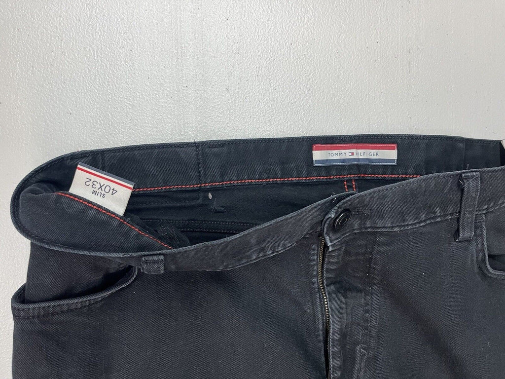 Men's Tommy Hilfiger Jeans Black 40x32 Slim Fit Denim Good Condition - Hype Stew Sneakers Detroit