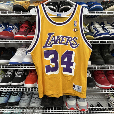 Vintage 90s Shaquille O'Neal #34 Los Angeles Lakers Champion Jersey Mens Size 44
