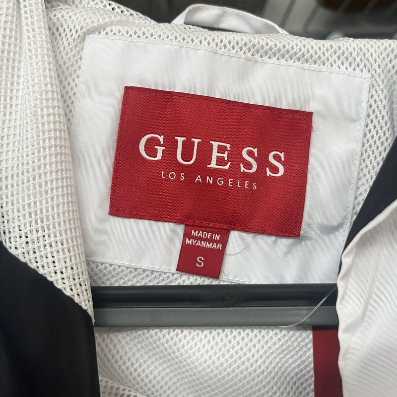 Guess Men's Pullover Half Zip Windbreaker Black, Red, And White Size S - Hype Stew Sneakers Detroit