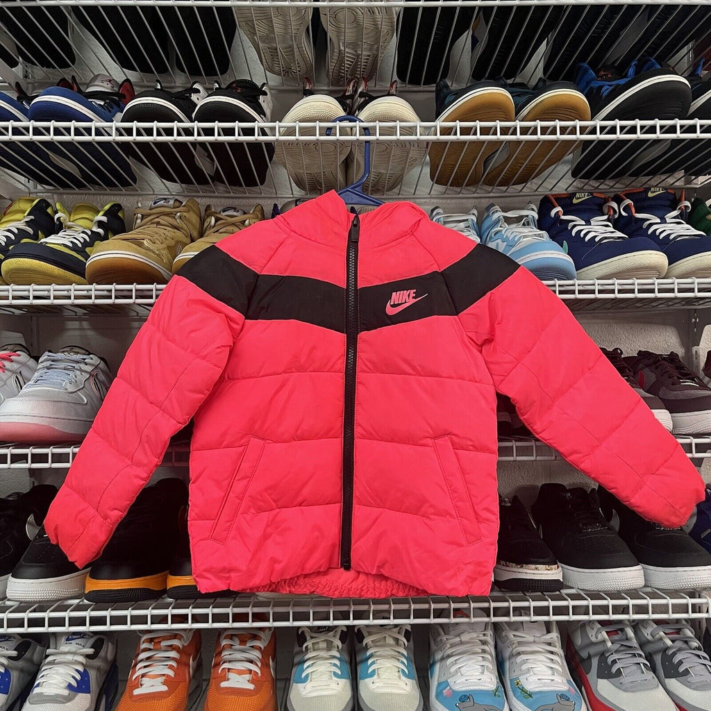 Nike Girls/Unisex Size 4 Synthetic-Fill Padded Jacket Racer Pink Hooded Coat - Hype Stew Sneakers Detroit