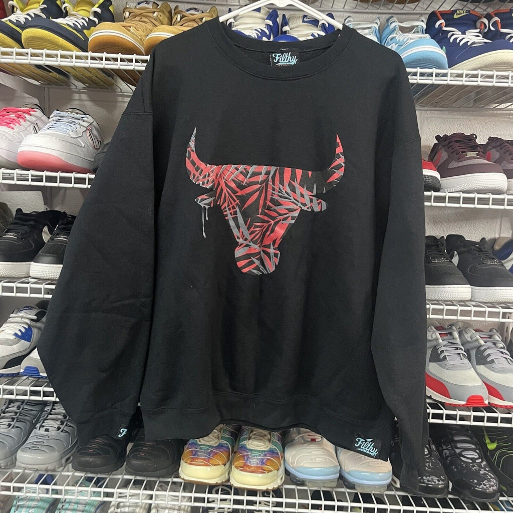 Vtg Y2K Filthy Dripped Black Chicago Bulls Crewneck Sweatshirt Sz XL - Hype Stew Sneakers Detroit