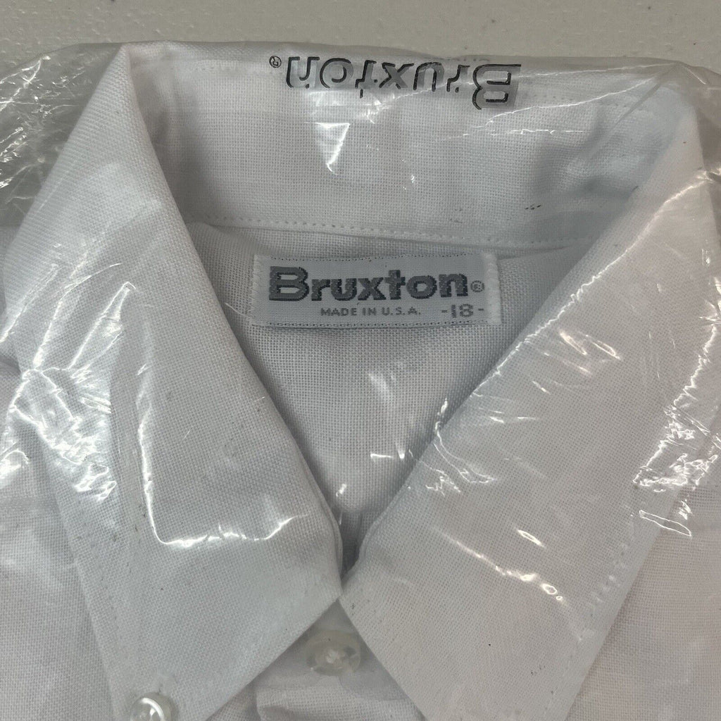 Vintage 80s Bruxton Men's Formal Dress Shirt White Size 18 - Hype Stew Sneakers Detroit