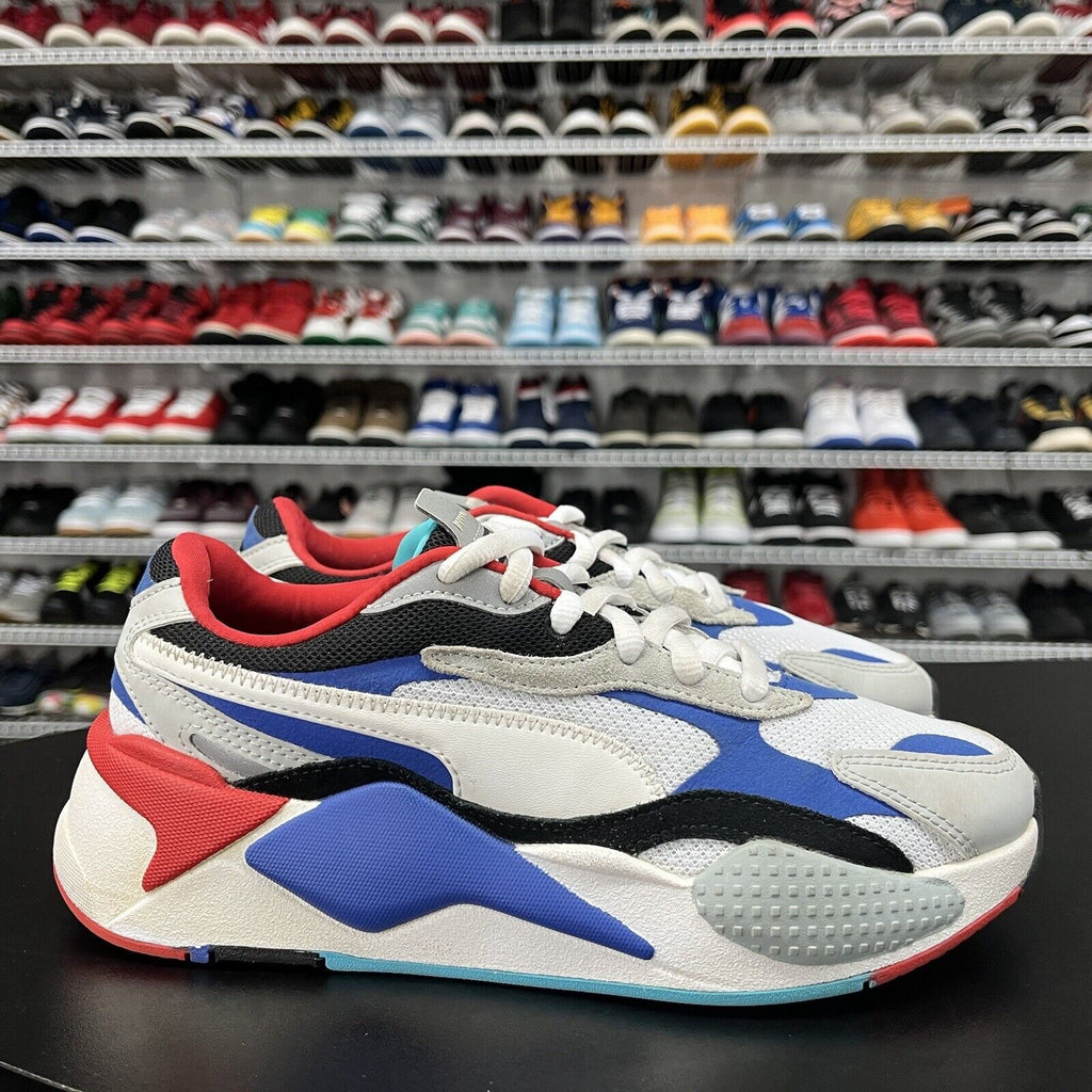 PUMA RSX 3 Puzzle White Blue Red GS 372357-05 Youth Size US 7C
