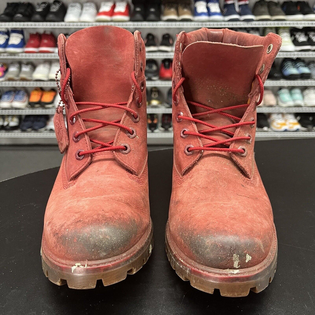 Timberland Men's Classic 6 Inch Dark Red Nubuck Waterproof Boots Men's Size 9 - Hype Stew Sneakers Detroit