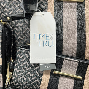 Time And Tru 3 In 1 Women's Bag Set Black And Beige - Hype Stew Sneakers Detroit