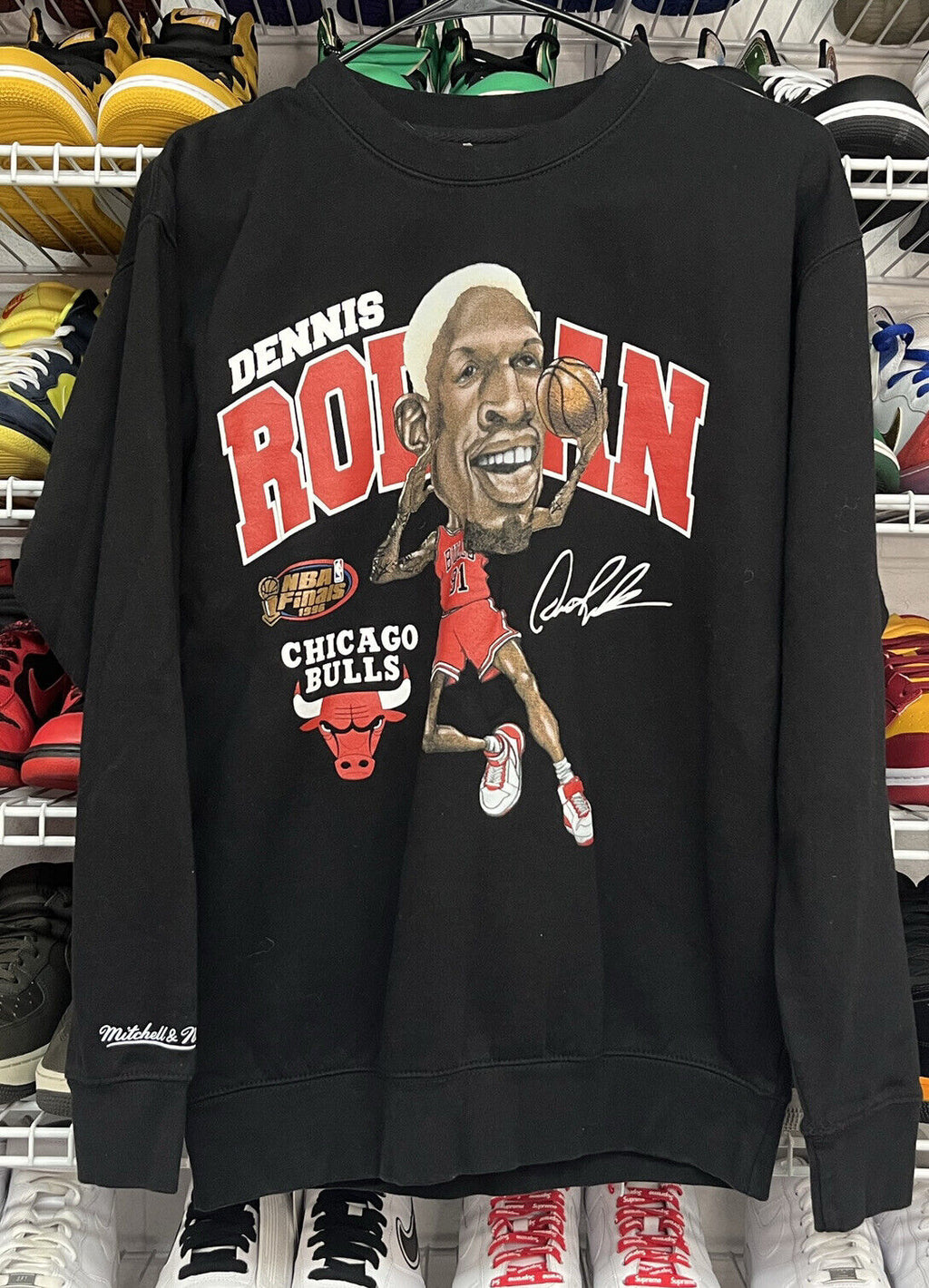 Mitchell & Ness Dennis Rodman Chicago Bulls Crewneck Sweater Men's Size Small - Hype Stew Sneakers Detroit