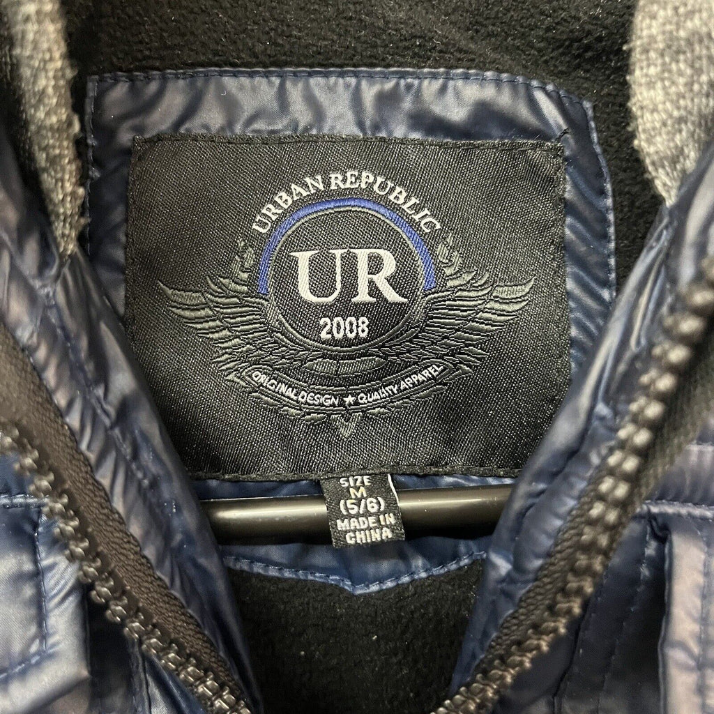 Urban Republic Boys Poly Matte Riree Jacket Blue And Grey Size M 5/6 - Hype Stew Sneakers Detroit