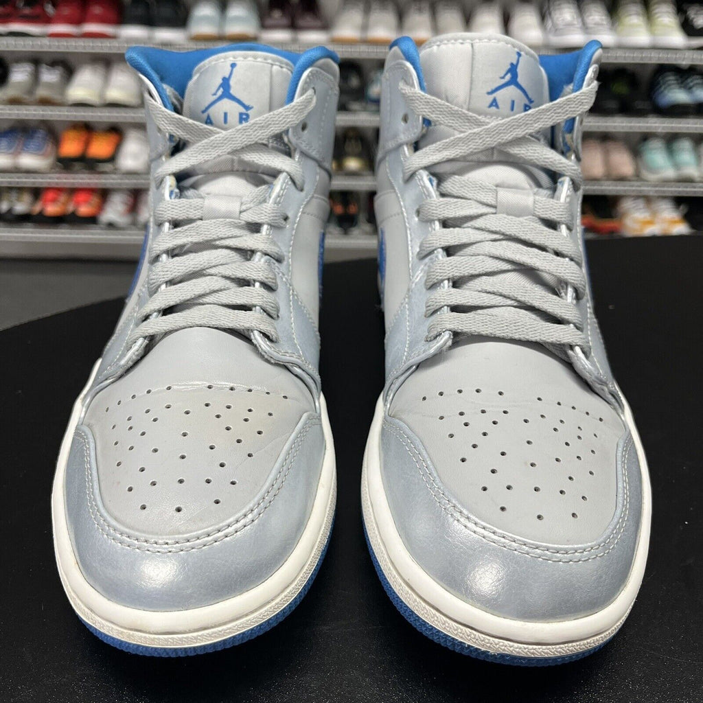 Nike Air Jordan 1 Mid Shoe Wolf Grey Sport Blue 554724-025 Men's Size 9 - Hype Stew Sneakers Detroit