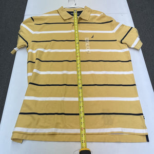 Nautica Mens Shirt Yellow Striped Polo Shirt Short Sleeve Pullover Size XXL NWT