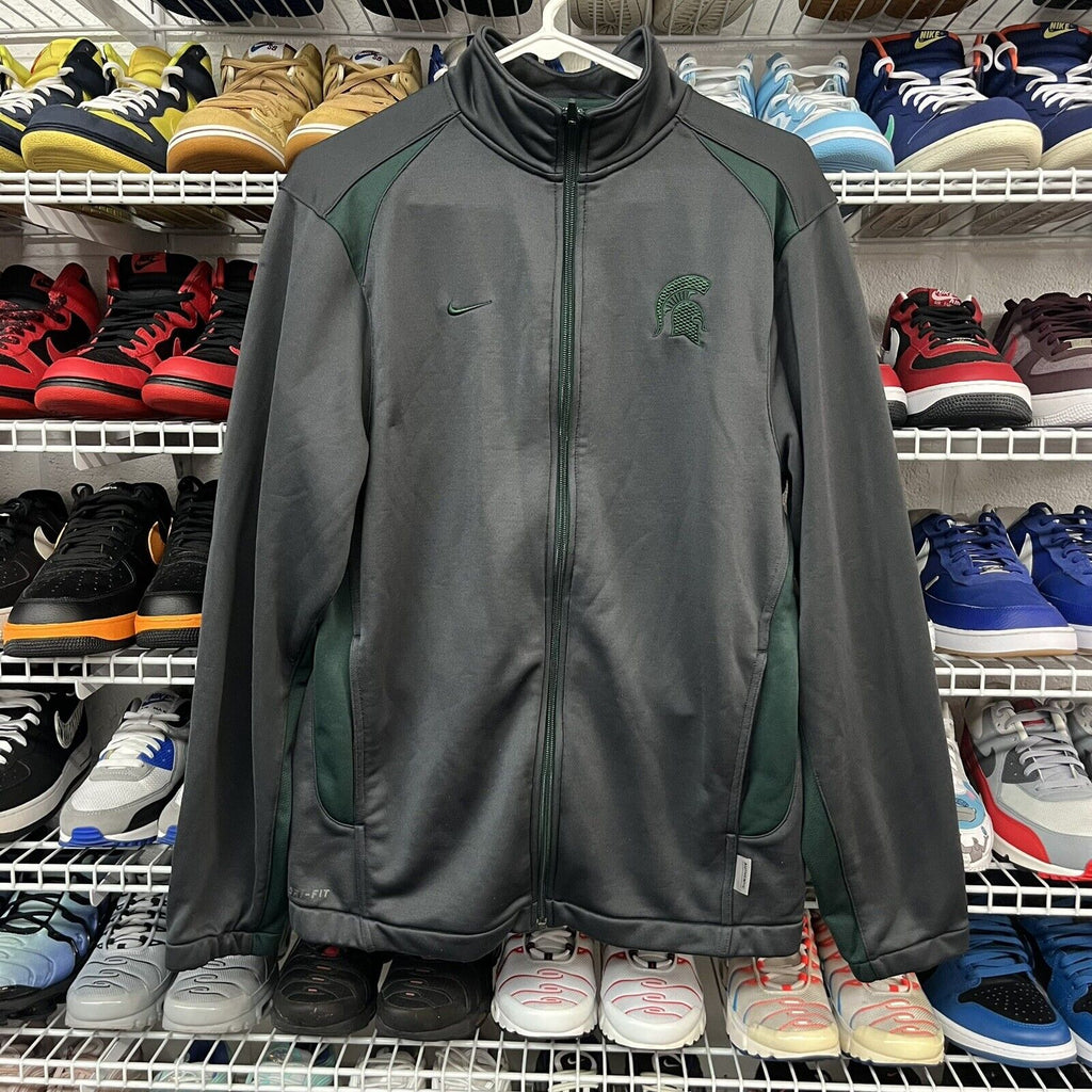 Vtg 2000s Y2K Nike Dri Fit Michigan State Jacket Full Zip Long Sleeve Sz S - Hype Stew Sneakers Detroit